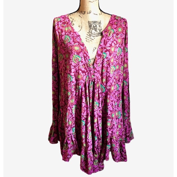 free people Olivia Printed Tunic eggplant combo - Picture 3 of 3